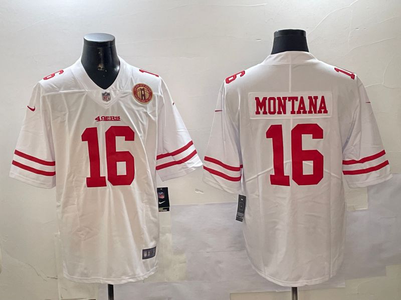 Men San Francisco 49ers #16 Montana White Second generation 2024 Nike Limited NFL Jersey style 01084